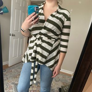 Green striped cardigan